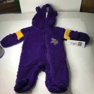 NFL Minnesota Vikings Bunting Infant Purple Fleece 0/3 Months Full Zip